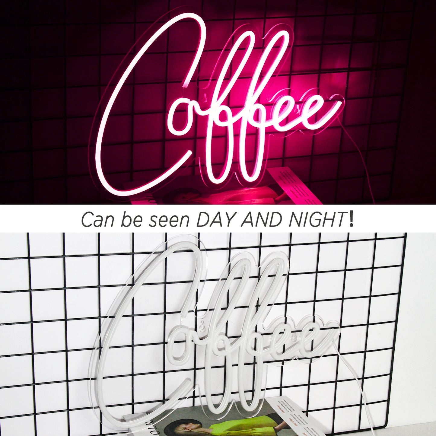 Rosa Kaffe 5V USB LED Ljusskylt - Prisvänlig