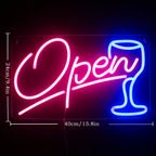 Open – Vinglas – LED-ljusskylt (5 V USB)