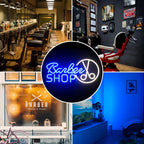 Barber SHOP – Sax i rund kontur – LED-ljusskylt (5 V USB)