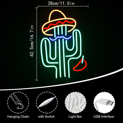 Kaktus 5V USB LED Ljusskylt - Budgetvänlig