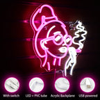 Silhuett av rökande kvinna – LED-neonskylt (5 V USB)