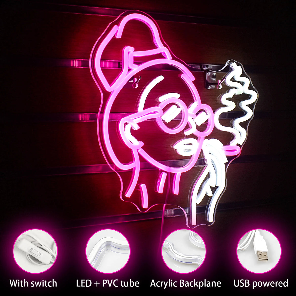 Silhuett av rökande kvinna – LED-neonskylt (5 V USB)