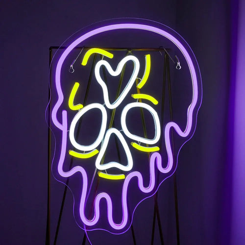 Purple Skull 5V USB LED Neon Sign - Budget Friendly