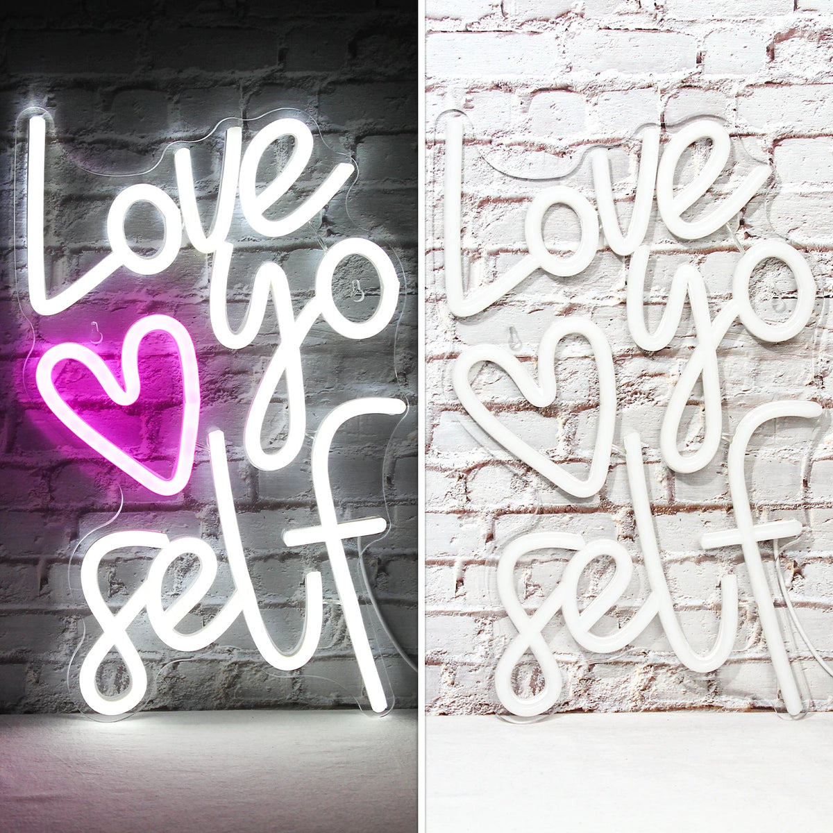 Love yo self – Hjärta – LED-neonskylt (5 V USB)