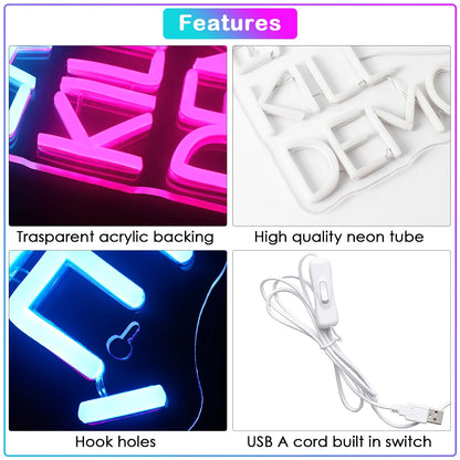 Ät Paj Döda Demoner 5V USB LED Ljusskylt - Budgetvänlig