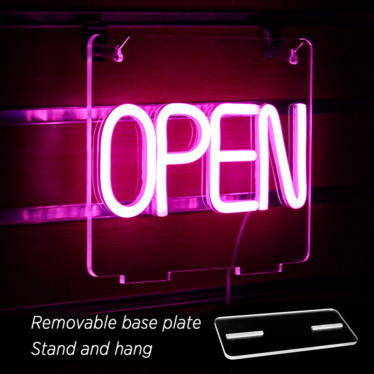 Open – Tydliga tryckbokstäver – LED-ljusskylt (5 V USB)
