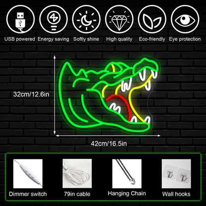 Alligator 5V USB LED Ljusskylt - Budgetvänlig