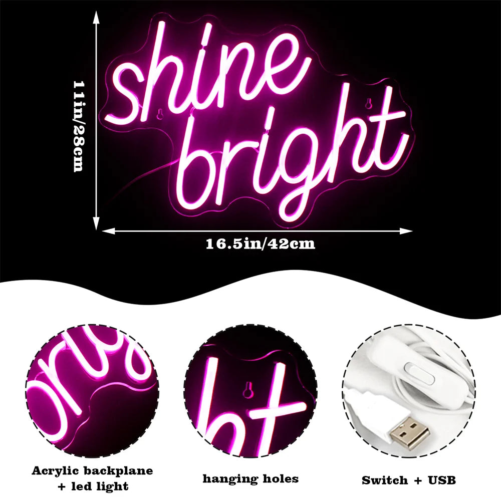 Shine Bright – LED-neonskylt (5 V USB)