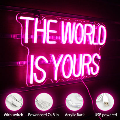Theartneon The World Is Yours 5V Mini USB LED Neonskylt - Budgetvänlig
