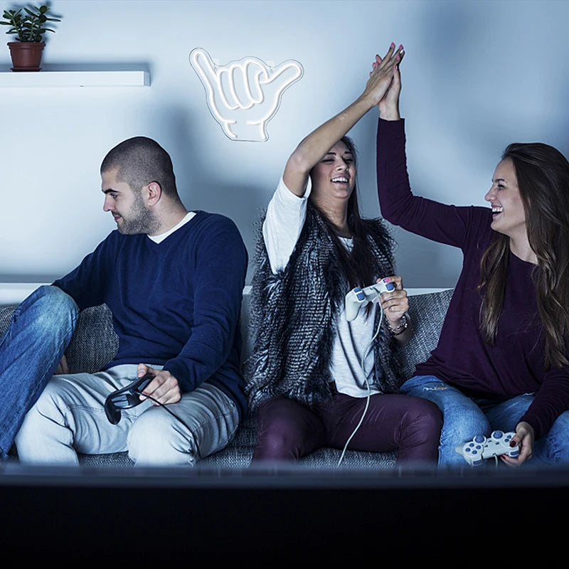 Shaka-handtecken – LED-neonskylt (5 V USB)