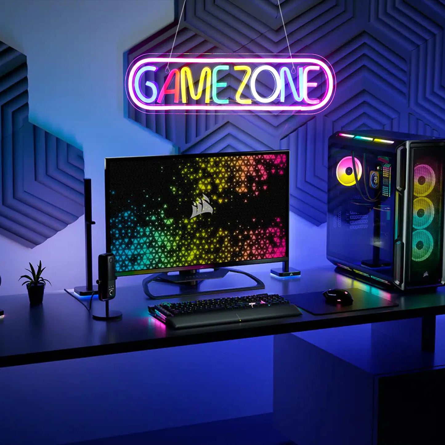 Colorful Game Zone 5V USB LED Neon Sign - Budget Friendly