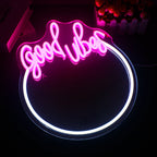 Good Vibes Mirror 5V USB LED Neon Sign - Budget Friendly