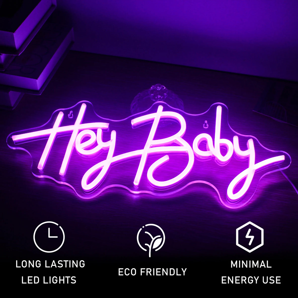 Hey Baby – LED-neonskylt (5 V USB)