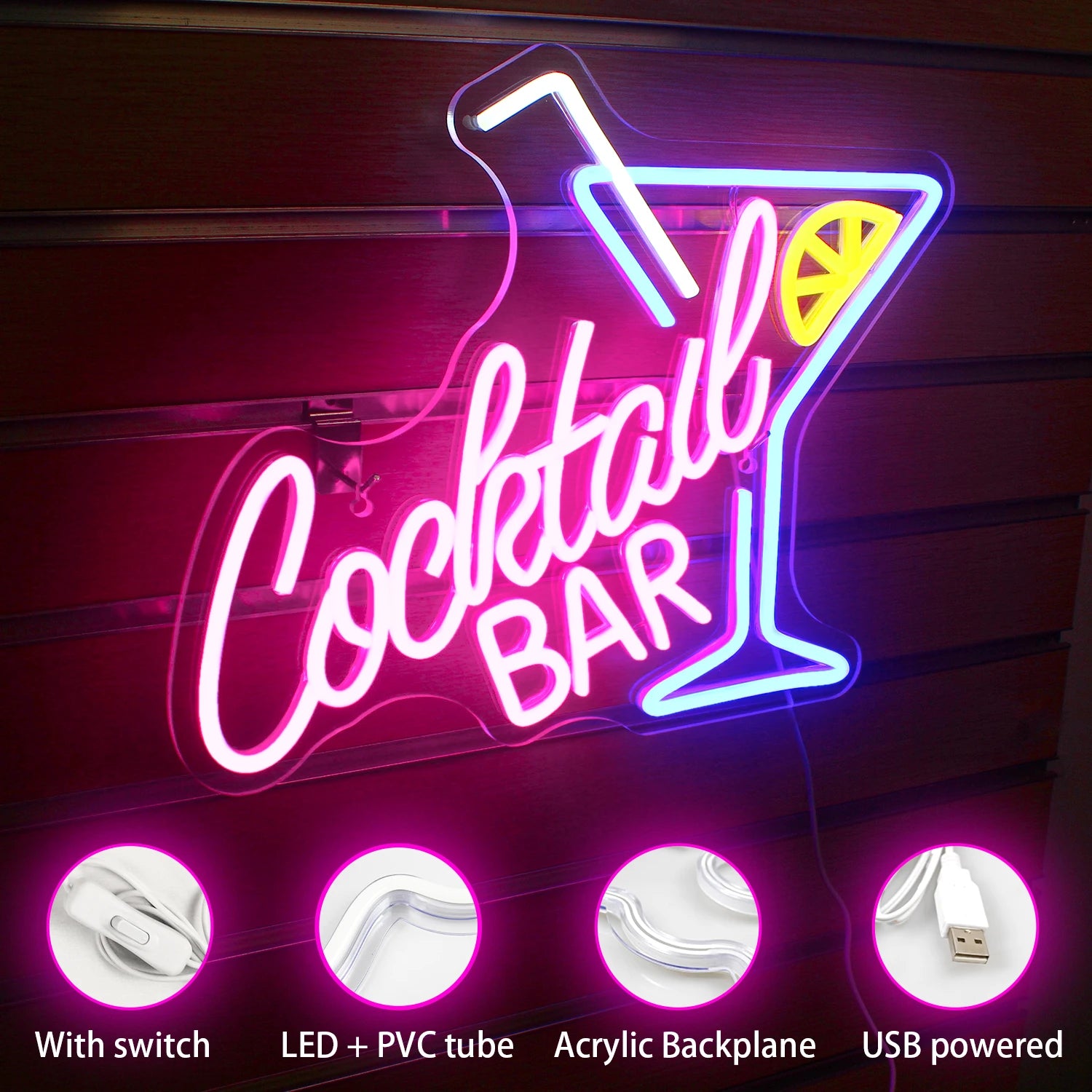 Cocktailbar 5V USB LED Ljusskylt - Prisvärd