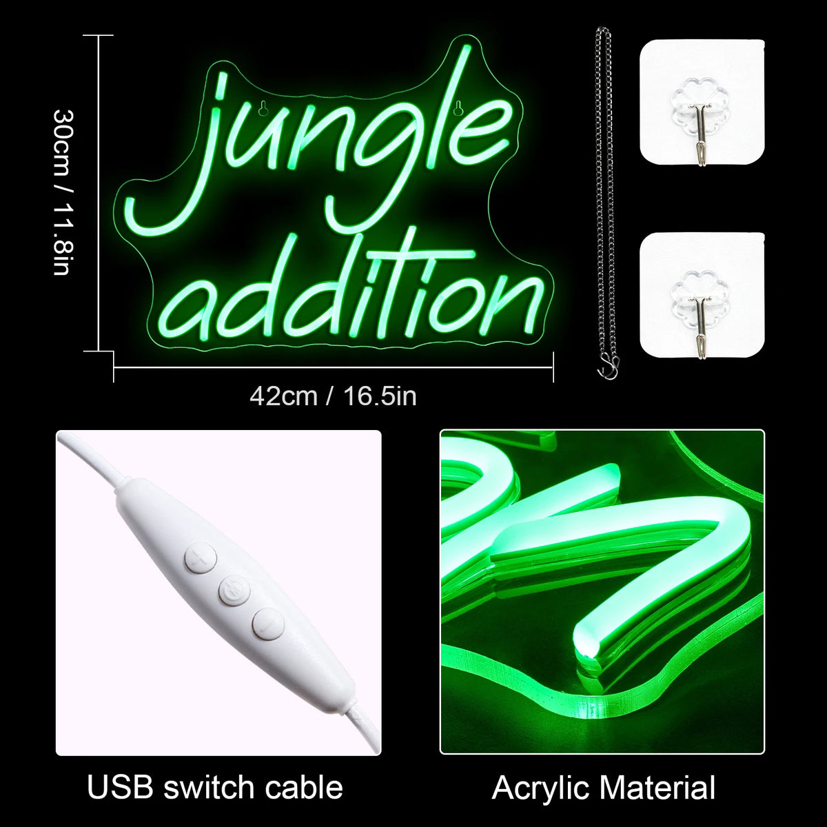 Jungle Addition – LED-neonskylt (5 V USB)