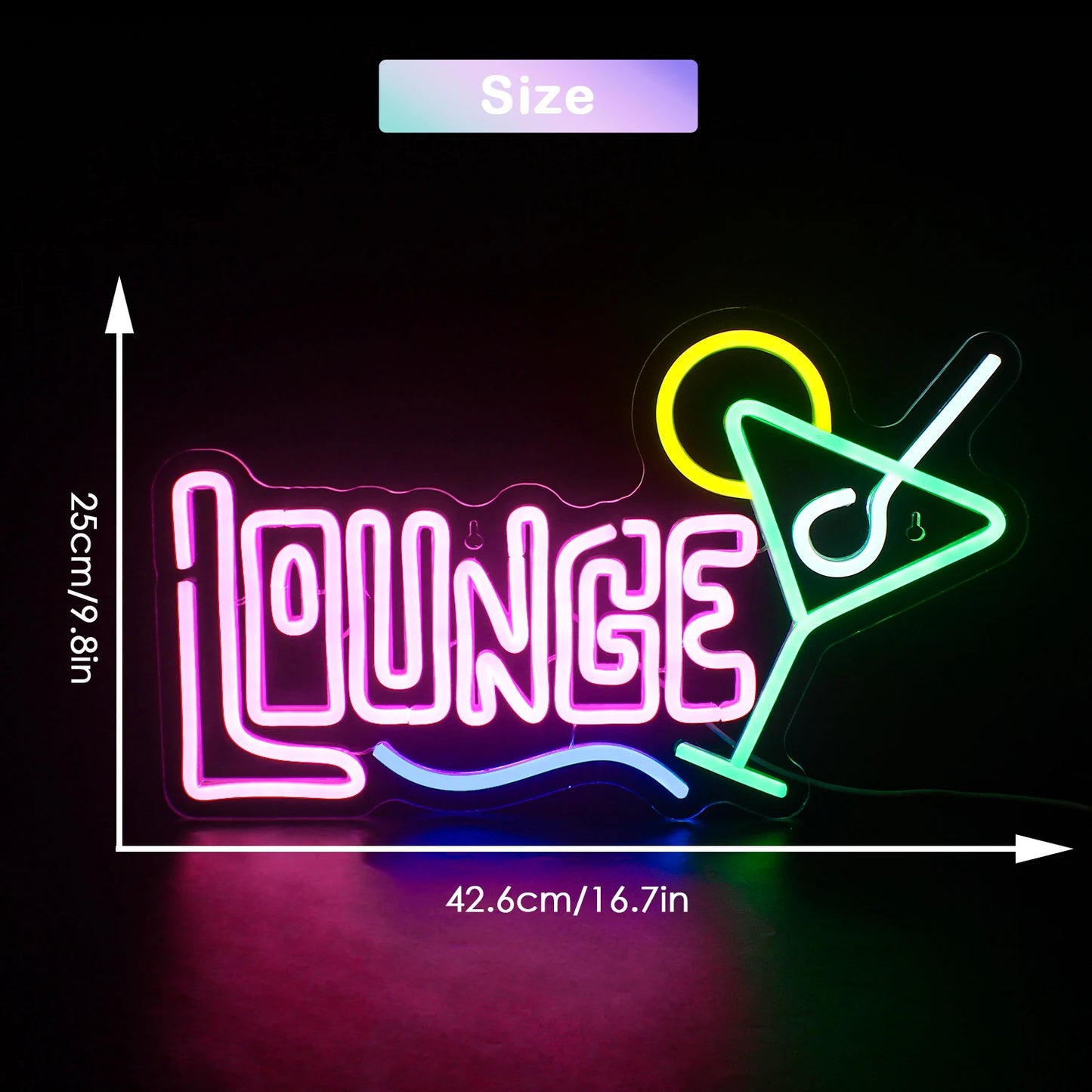 Cocktails Lounge 5V USB LED Ljusskylt - Budgetvänlig