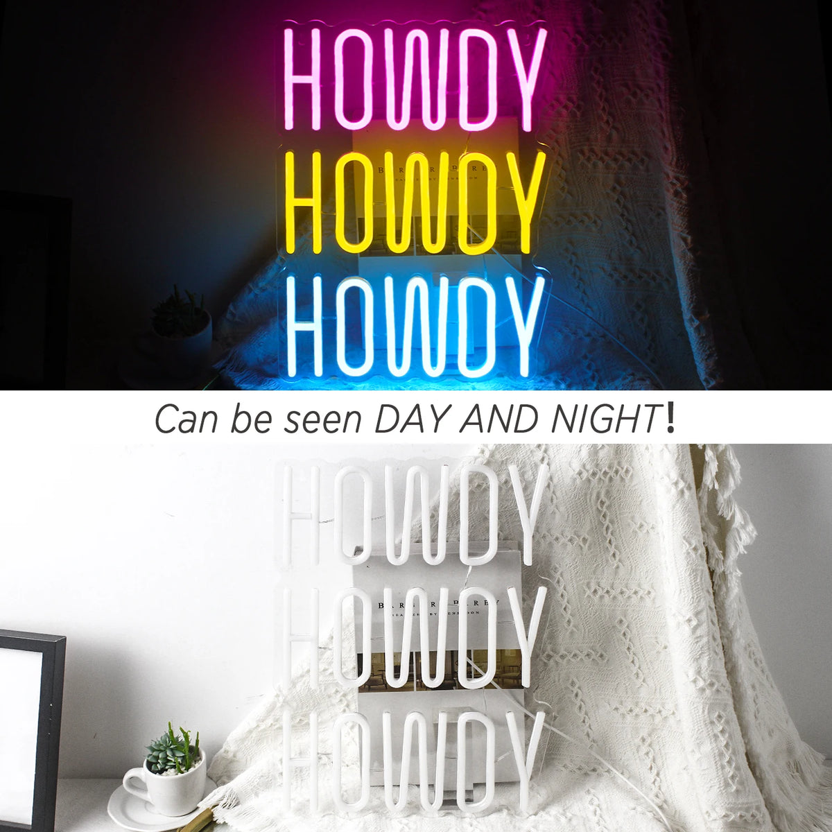 HOWDY HOWDY HOWDY – LED-neonskylt (5 V USB)