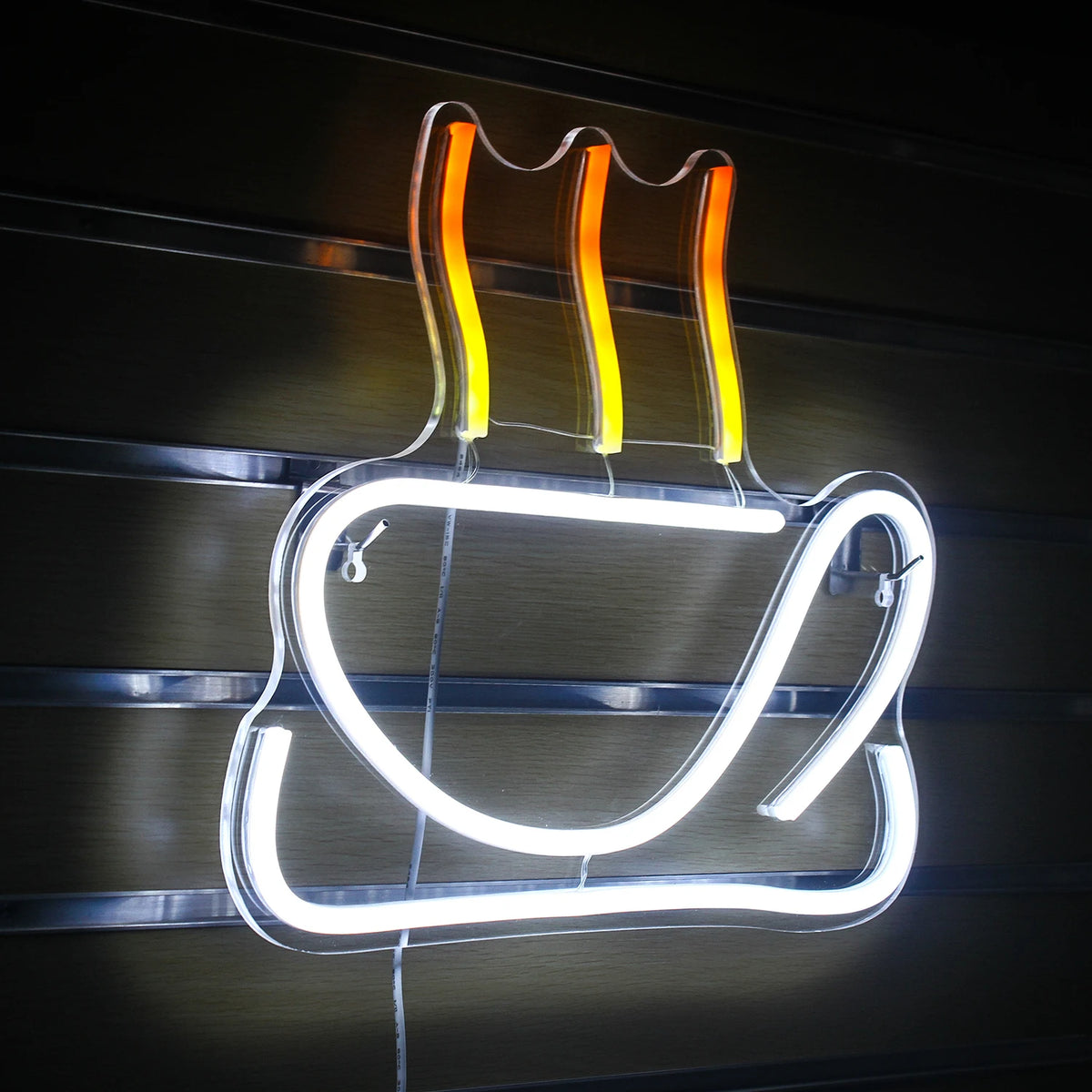 Färgglatt kaffemotiv – LED-ljusskylt (5 V USB)