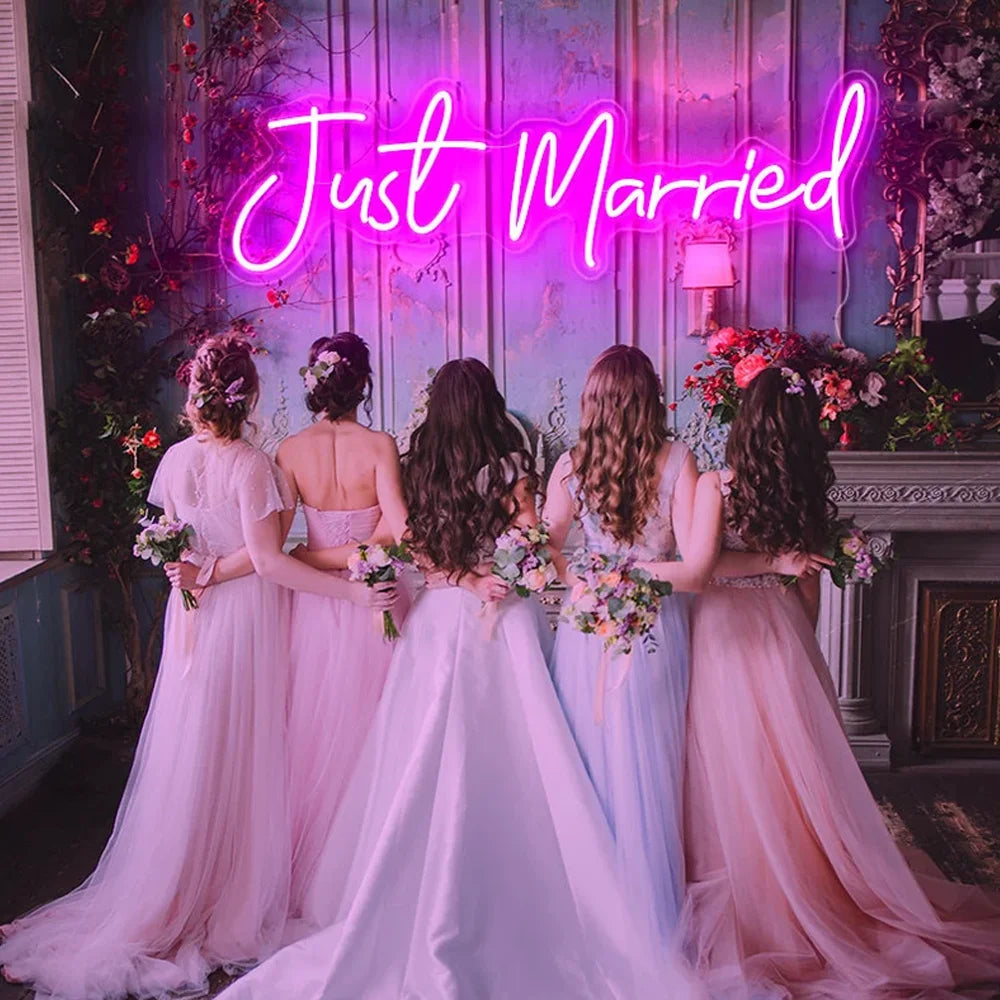 Just Married Wedding – LED-neonskylt (5 V USB)