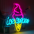 Ice Cream – Glasstrut ovanför texten – LED-ljusskylt (5 V USB)