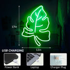 Grönt blad – LED-neonskylt (5 V USB)