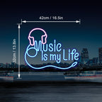 Music is my Life – Hörlurar – LED-neonskylt (5 V USB)