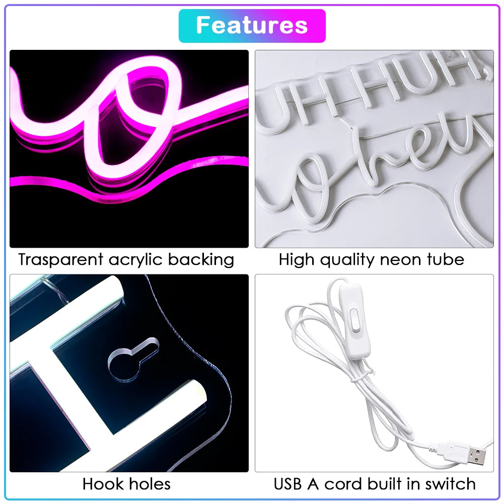 Uh Huh, Honey 5V USB LED Neon Sign - Budget Friendly