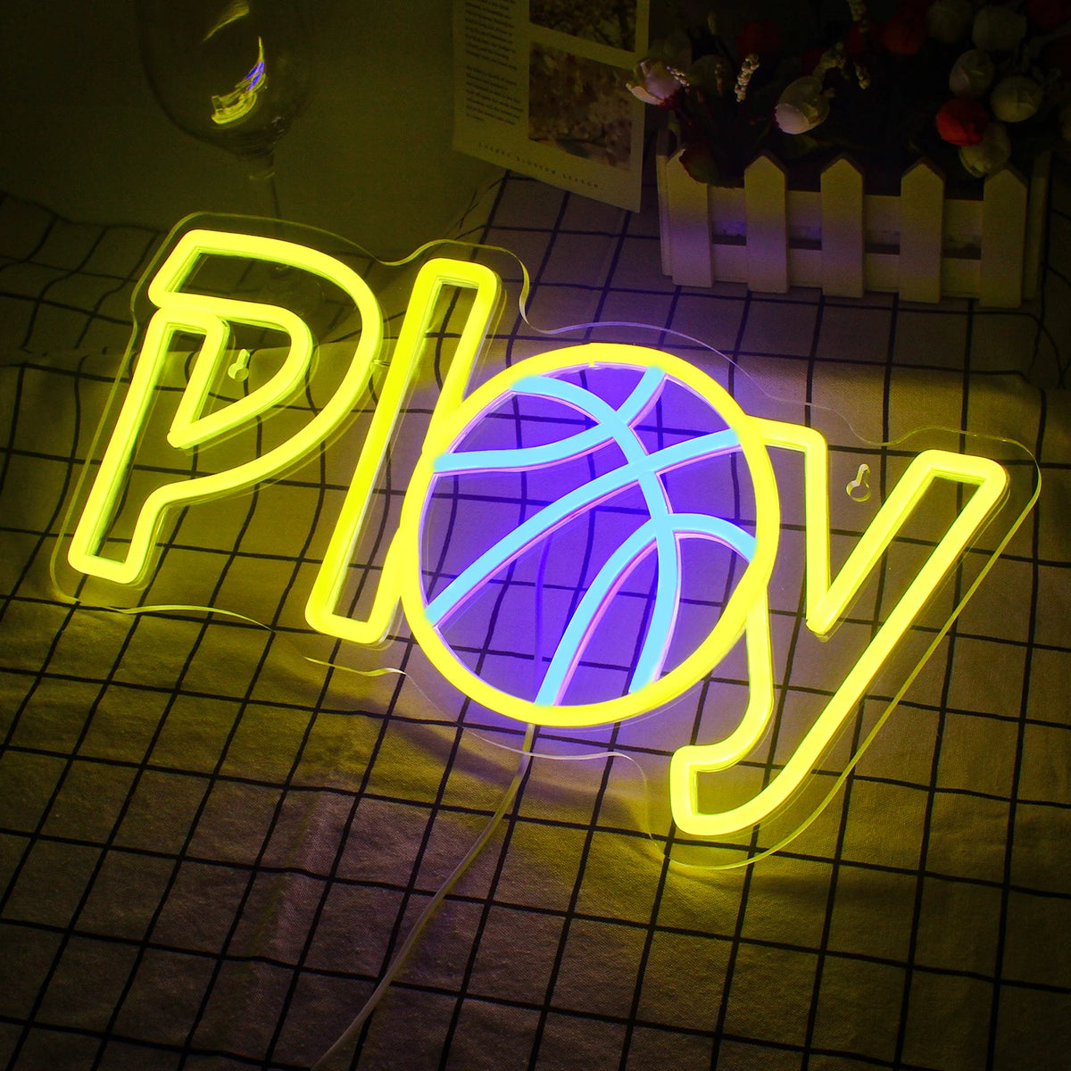 Play – Basketboll som ersätter A – LED-neonskylt (5 V USB)