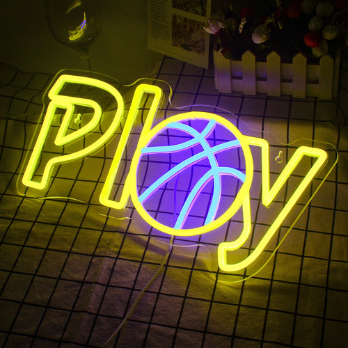 Play – Basketboll som ersätter A – LED-neonskylt (5 V USB)