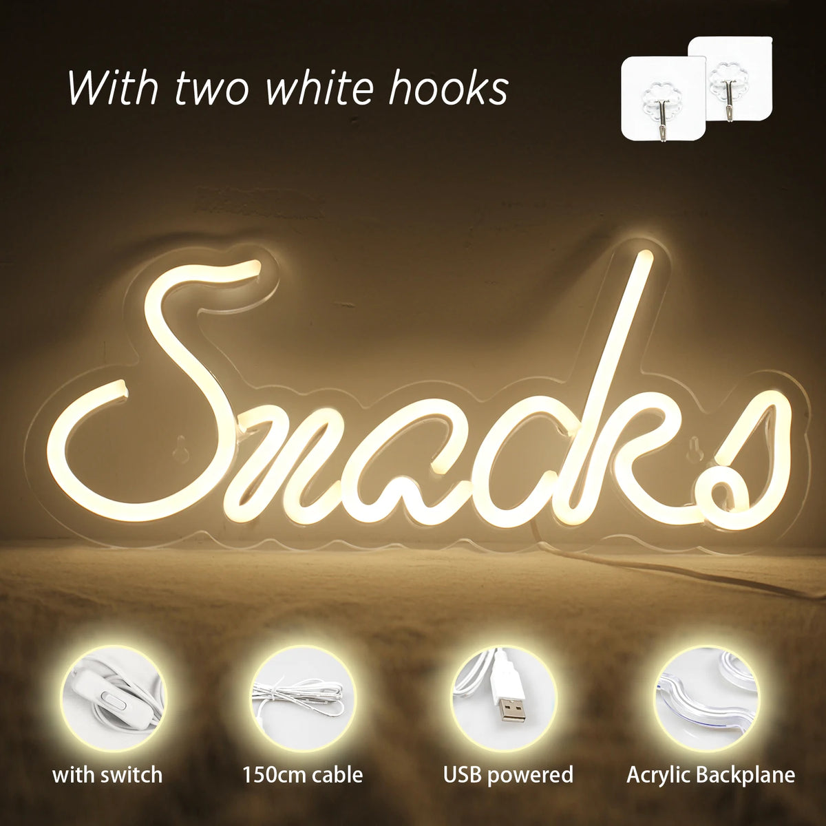 Snacks – LED-ljusskylt (5 V USB)