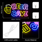 Beer Cave – Ölsejdel – LED-ljusskylt (5 V USB)