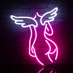 En elegant och iögonfallande Angel LED neonskylt med en lysande, minimalistisk kontur av en ängel med vingar.