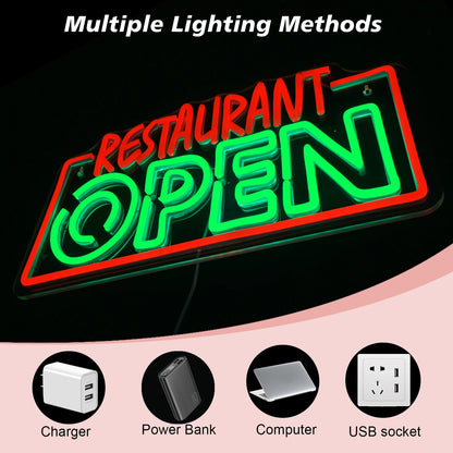 Restaurang ÖPPEN 5V USB LED Ljusskylt - Budgetvänlig