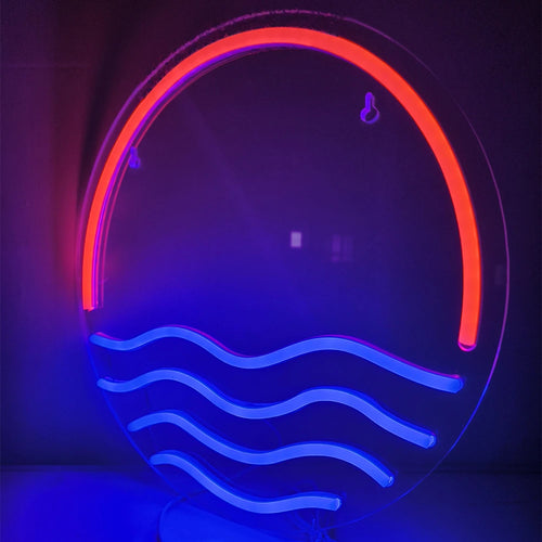 Solnedgång och hav – LED-neonskylt (5 V USB)