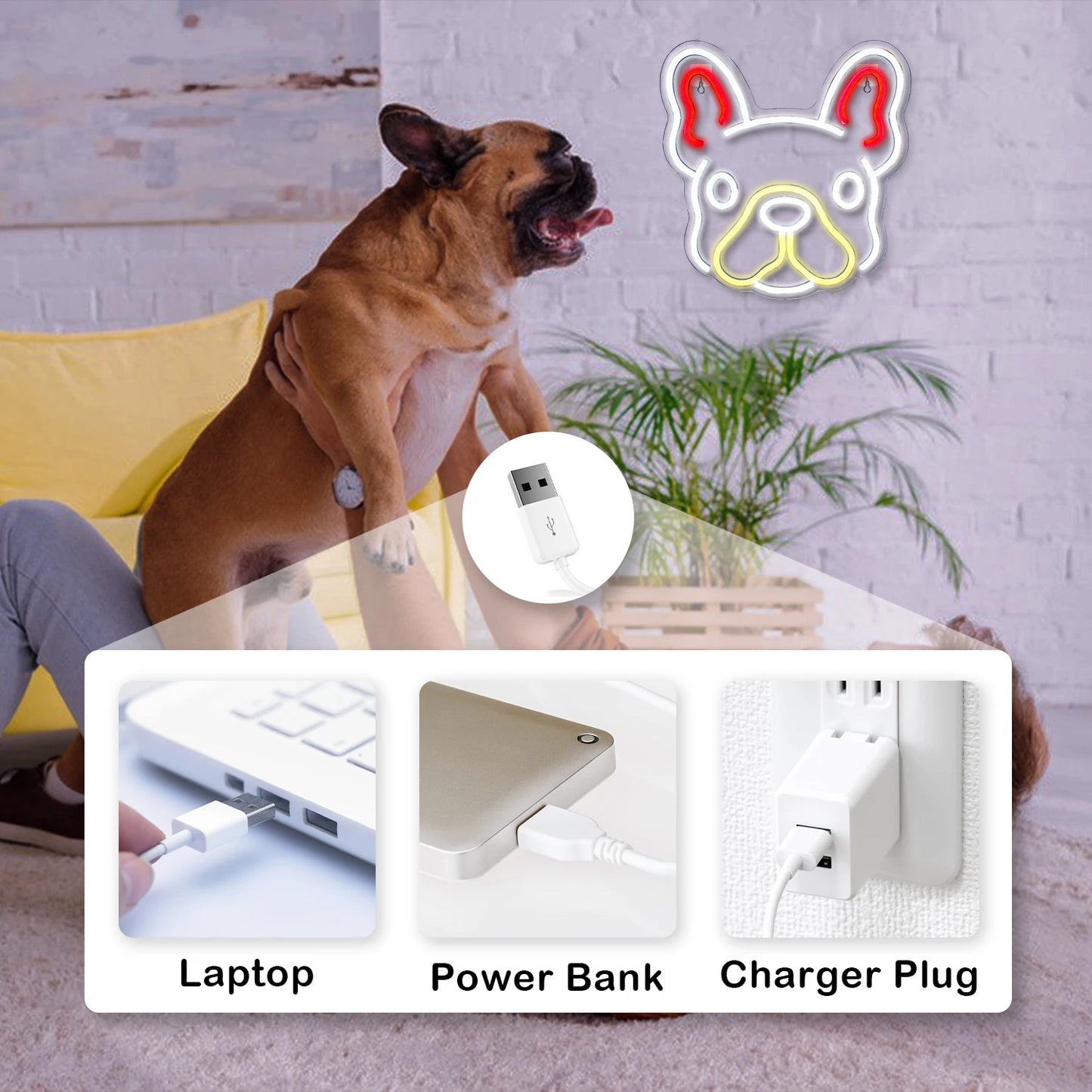Söt Hund 5V USB LED Ljusskylt - Budgetvänlig