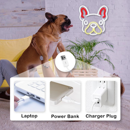 Söt Hund 5V USB LED Ljusskylt - Budgetvänlig