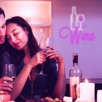 Wine – Vinflaska och glas med rödvinstema – LED-ljusskylt (5 V USB)