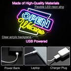 Open Welcome – LED-neonskylt (5 V USB)