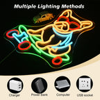 Hund på skateboard – LED-neonskylt (5 V USB)