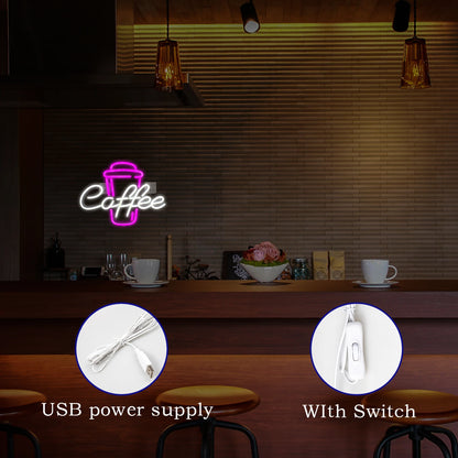 Kaffe 5V USB LED Ljusskylt - Prisvärd