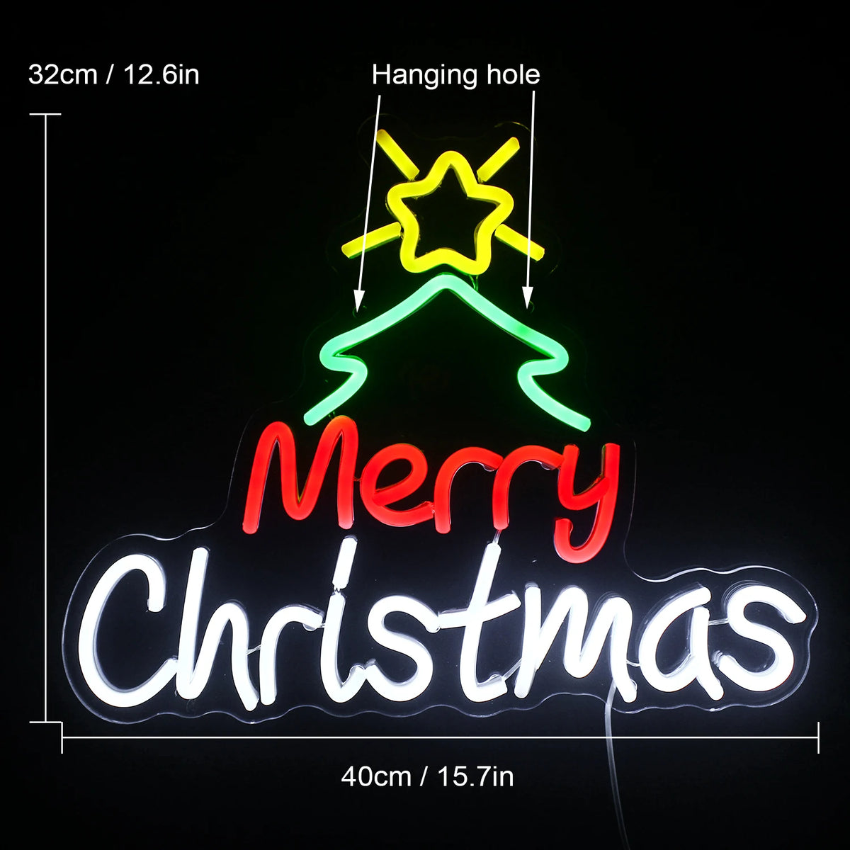 Merry Christmas – LED-neonskylt (5 V USB)