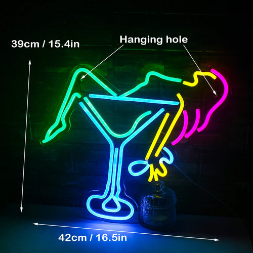 Woman Cocktail Glass 5V USB LED Neon Sign - Budget Friendly