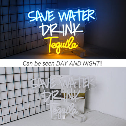 Spara Vatten Drick Tequila 5V USB LED Ljusskylt - Budgetvänlig