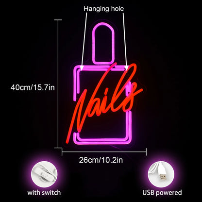 Nails 5V USB LED Ljusskylt - Prisvärd