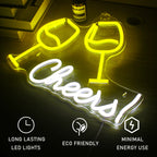 Cheers! – Skålande vinglas – LED-neonskylt (5 V USB)