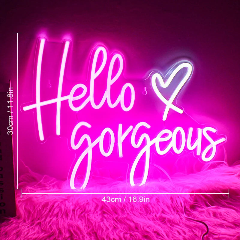 Hello Gorgeous 5V USB LED Ljusskylt - Prisvänlig