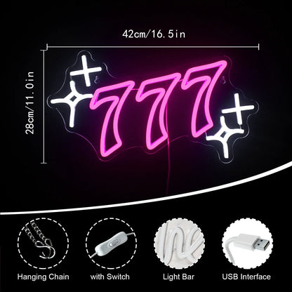 Lucky Number 777 5V USB LED Neon Sign - Budget Friendly
