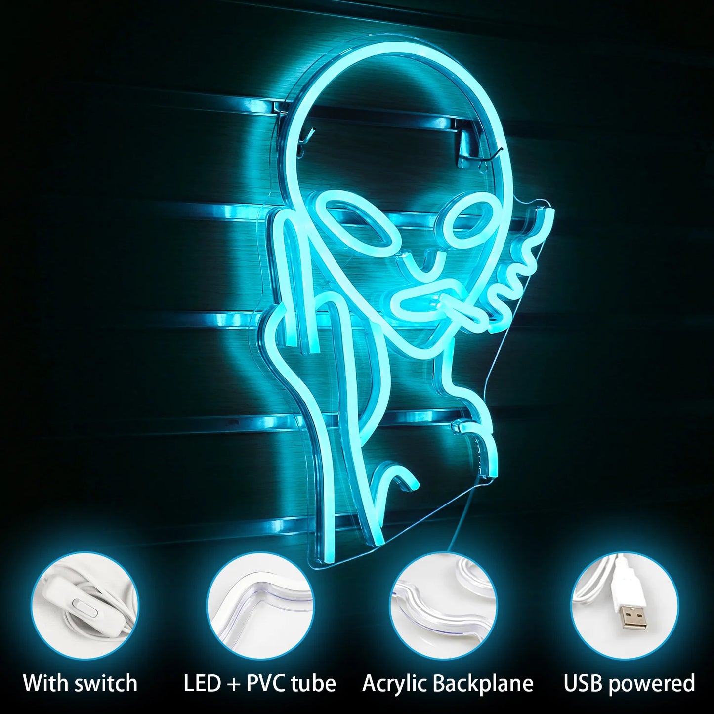 Rökande Alien 5V USB LED Ljusskylt - Prisvärd