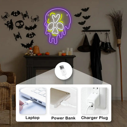 Lila Skelett 5V USB LED Neonskylt - Prisvärd