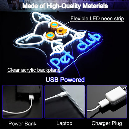 Pet Club 5V USB LED Ljusskylt - Prisvärd